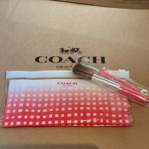 Coach Cosmetic Slide Pouch with Coach Brushes NWOT